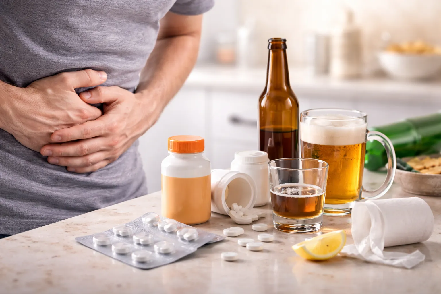 Болит живот после алкоголя: причины и помощь